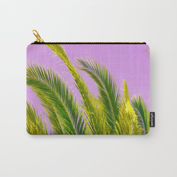 Green palm leaves on a pink background #decor #society6 #buyart Carry-All Pouch