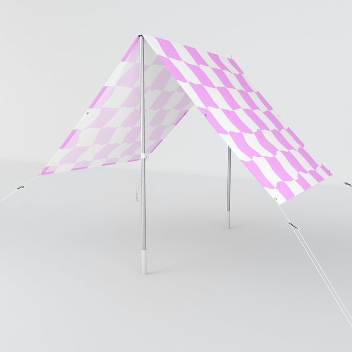 Pink Funky Checkered Pattern Wavy Groovy 70s Sun Shade