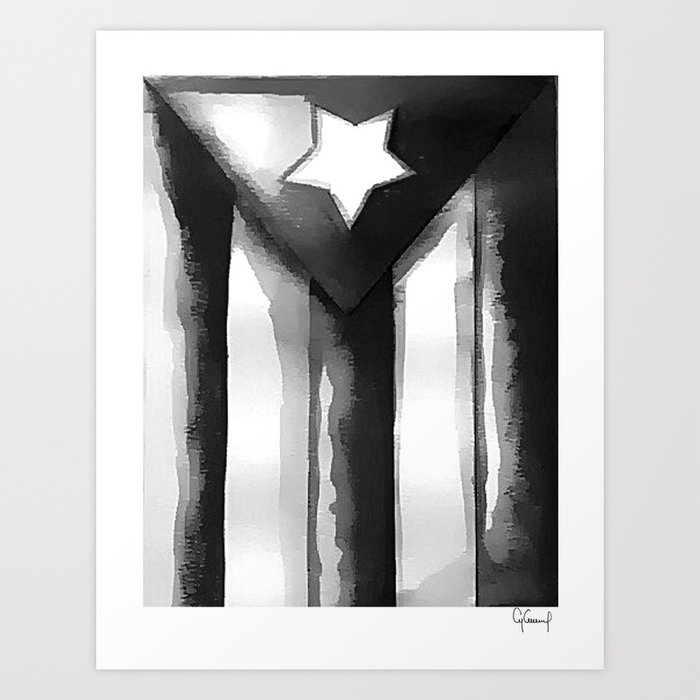 Black White Puerto Rico Flag Art Donation Art Print By Cyra Cancel Society6