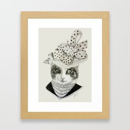A cat with a hat Framed Art Print