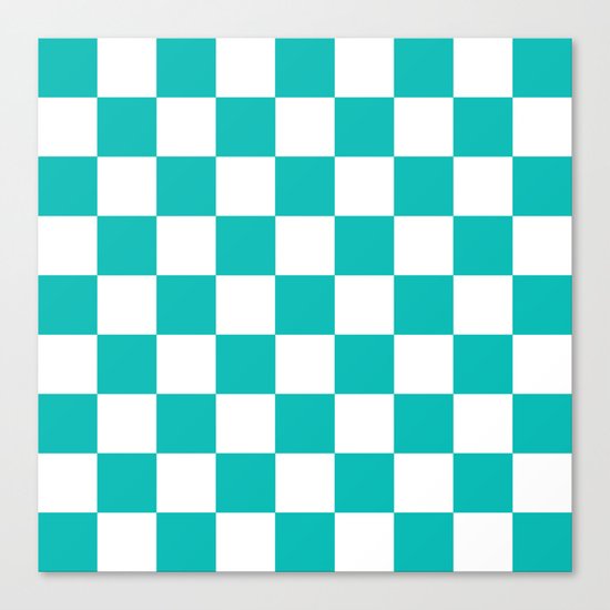 Checker (Tiffany Blue/White) Canvas Print