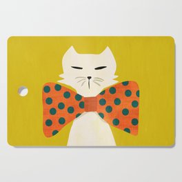 Cat with incredebly oversized humongous bowtie Cutting Board