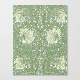 Reconstructed Pimpernel Pattern Sage Green And Cream By William Morris Canvas Print
