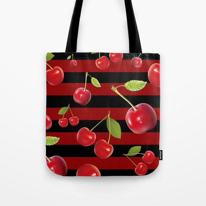 Stripes & Cherries Jubilee Tote Bag