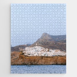Seaside View over White Village of Greek Island Naxoss | Summer Travel Photography Fine Art Jigsaw Puzzle