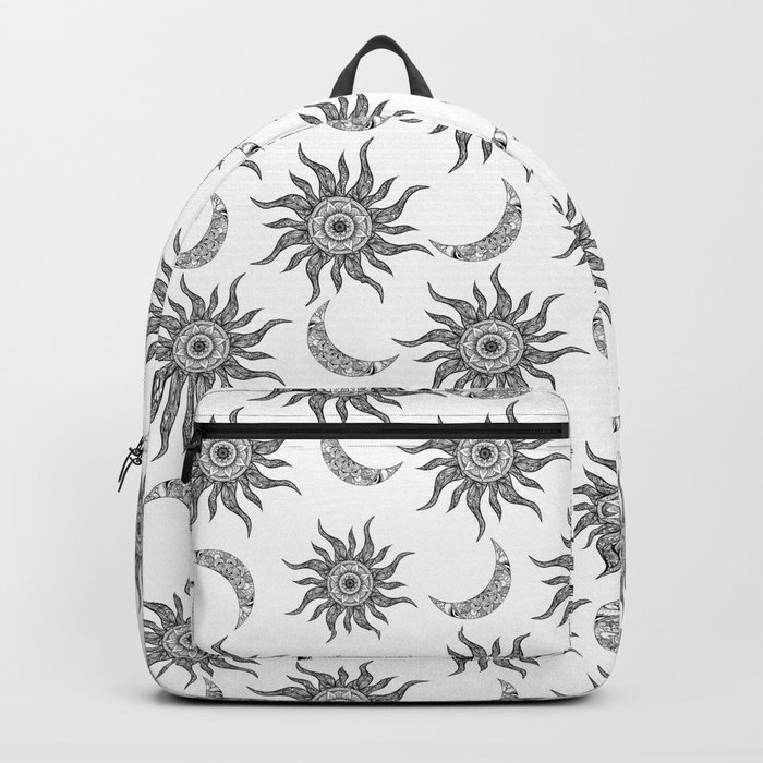   Mystic Sun Moon Black and White Backpack