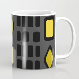 Retro Diamonds Rectangles Black Yellow Coffee Mug