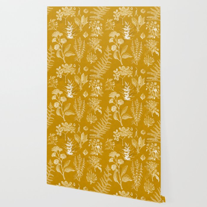 Yellow Mustard Vintage Floral Wallpaper By Themaxwells Society6