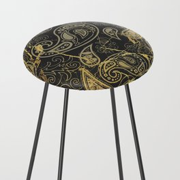 Black Marble Paisley Counter Stool