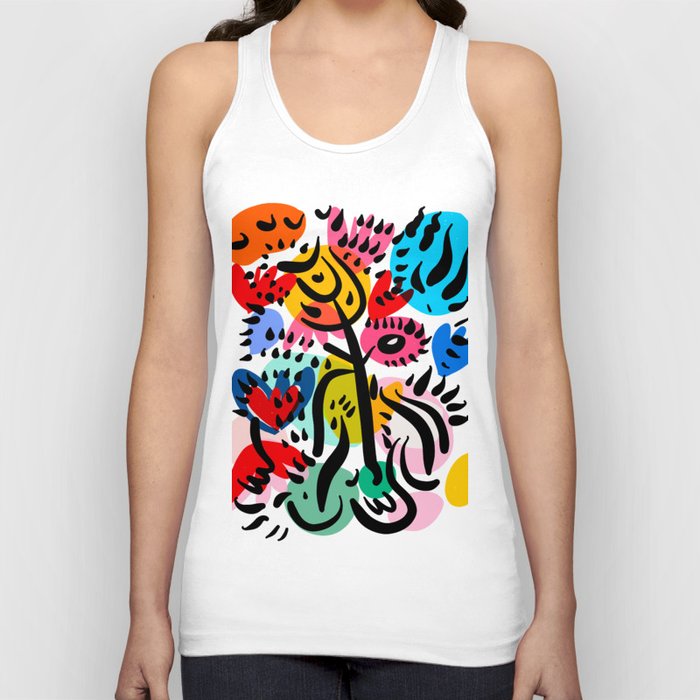 Summer Flowers Abstract Shapes Art Tank Top
