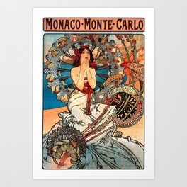 Alphonse Mucha Monaco Monte Carlo Art Print
