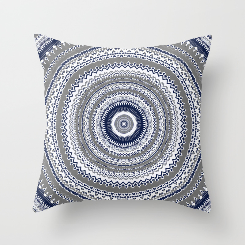 Navy Blue Grey Bohemian Mandala Throw Pillow By Artaddiction45 Society6