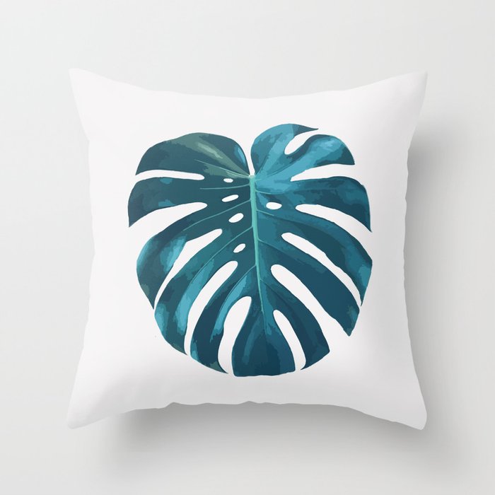 Monster Palm Leaf Print Throw Pillow By Scribblesonthewall Society6