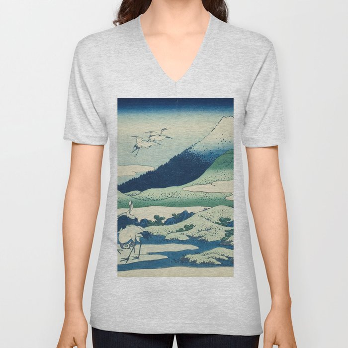 Japanese Woodblock art: Umezawa Marsh in Sagami Province V Neck T Shirt