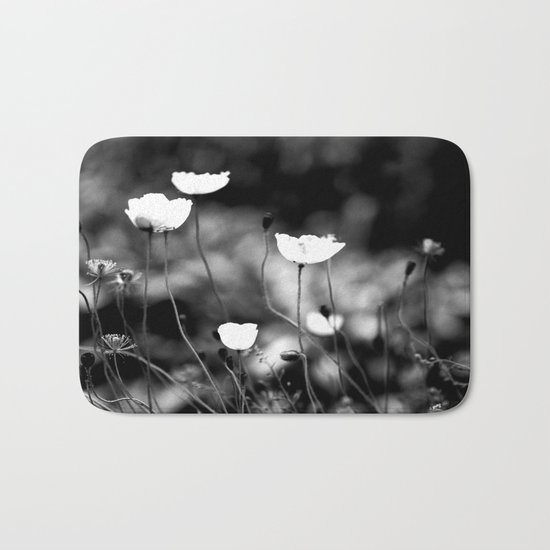 Flowers in Black and White Bath Mat