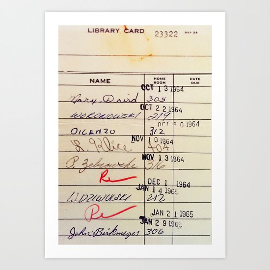 Library Card 23322 Art Print