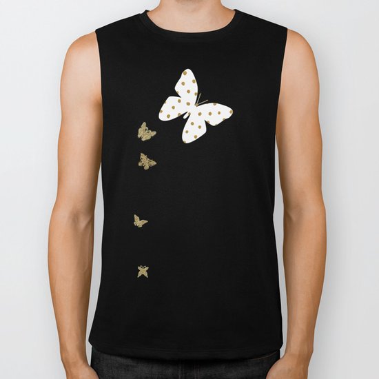 Golden touch II - Gold glitter polkadots Biker Tank