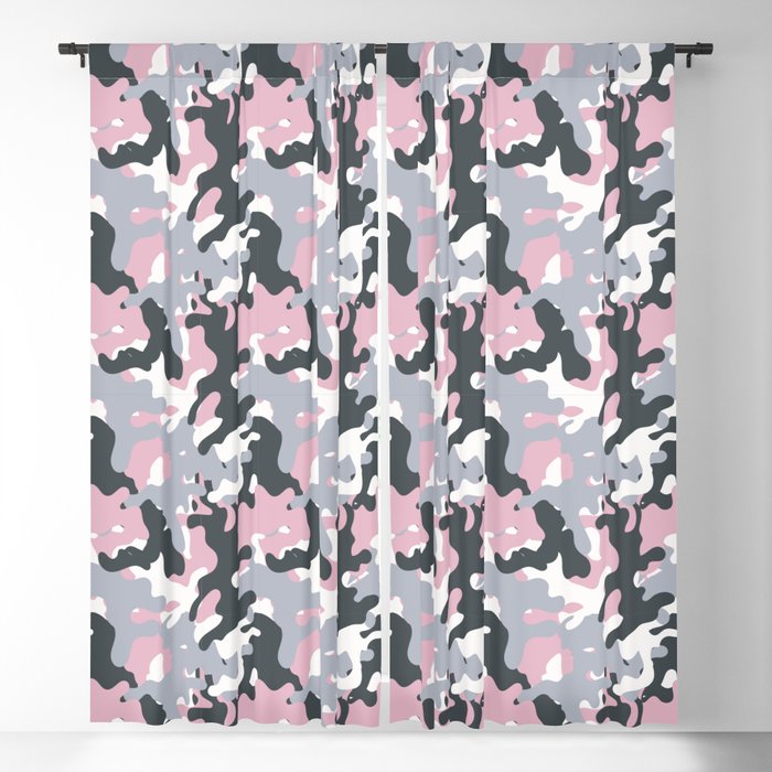 Pink and grey abstract Army camouflage Pattern  Blackout Curtain