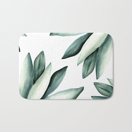 Tropical white pattern Bath Mat