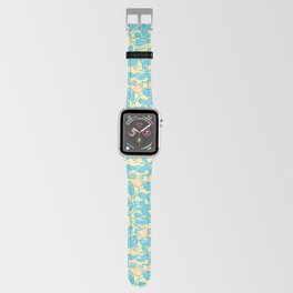 Floral pattern in blue and yellow ice cream colors Apple Watch Band
