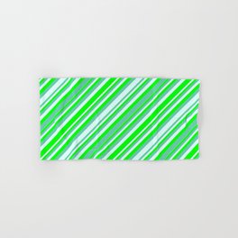 [ Thumbnail: Lime, Aquamarine, and Light Cyan Colored Lines Pattern Hand & Bath Towel ]