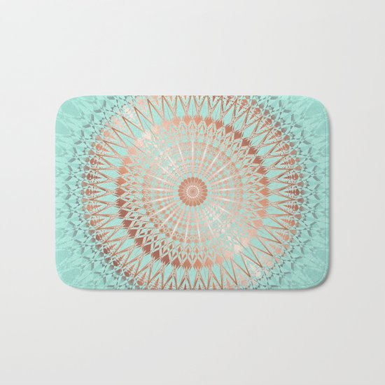 Rose Gold Mint Mandala Bath Mat