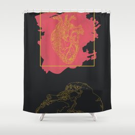 black background and heart in geometric style Shower Curtain