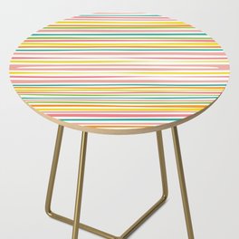 Natural Stripes Pattern Colourful Spring Green Pink Yellow Teal Orange Side Table