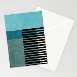 Blue Black Gray Abstract Bold Linen Wall Art 02 Stationery Card