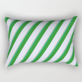 [ Thumbnail: Tan, Light Sea Green, Forest Green, and Lavender Colored Lined/Striped Pattern Rectangular Pillow ]