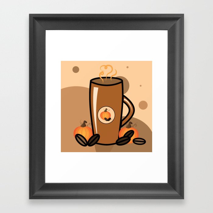 Fall Pumpkin Spice Latte Mug Design Framed Art Print