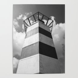 Dutch lighthouse black and white - beach and travel photography Poster