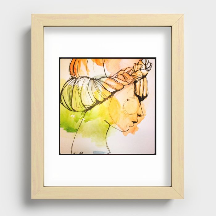 Woman with crown braid Recessed Framed Print