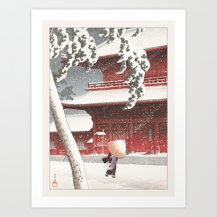 Kawase Hasui Zojo Shrine in Shiba Japanese Fine Art Art Print