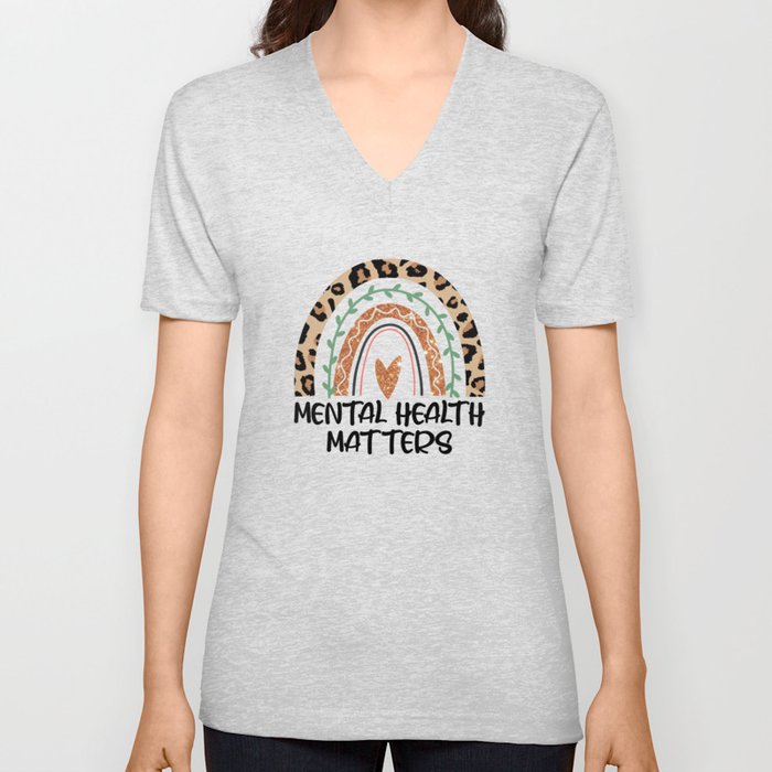 Mental health Teacher graphic design art V Neck T Shirt