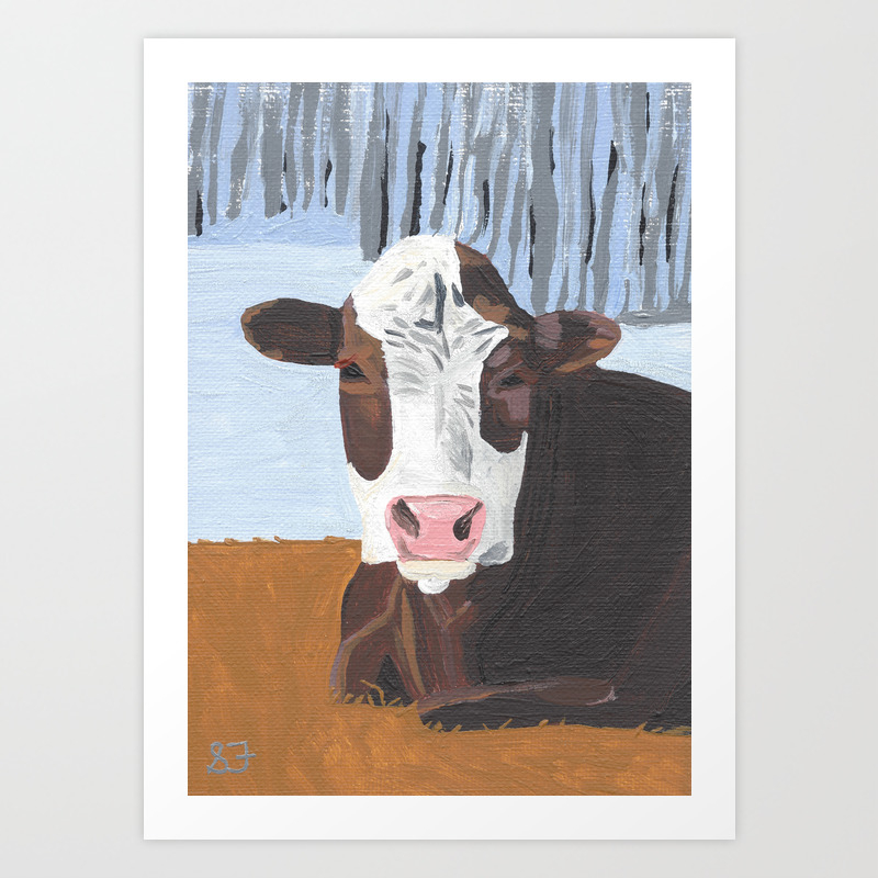 Cow In The Winter Art Print By Samfit Society6
