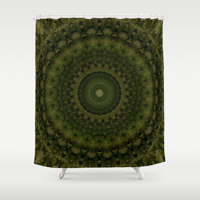 Mandala in olive green tones Shower Curtain