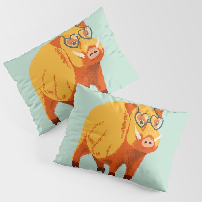 Funny Boar Pig Cute Geek Pillow Sham