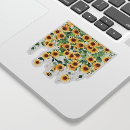 Sunflowers and Eucalyptus Garland  Sticker