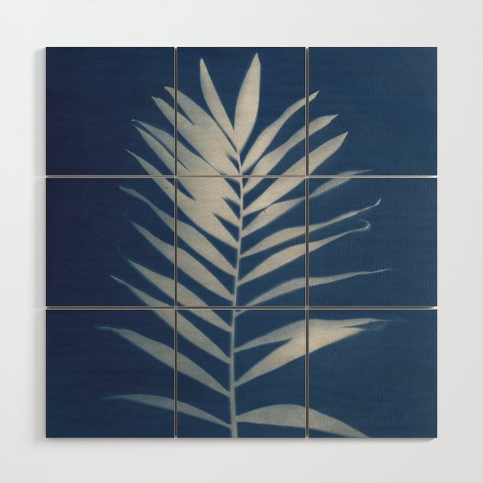 Jackie Partridge Art - Palm Leaf- Cyanotype Wood Wall Art