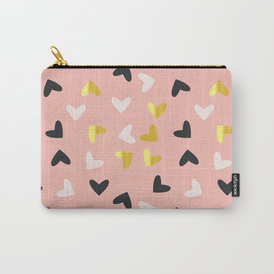 Heart pattern gold and rose Carry-All Pouch