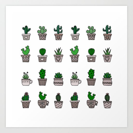 Cactus Pattern 2 Art Print