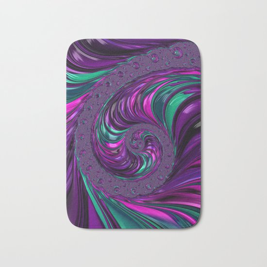 Jewel Tone Fractal Spiral Bath Mat