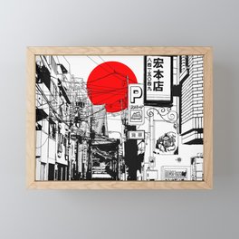 Tokyo street sunrise Framed Mini Art Print