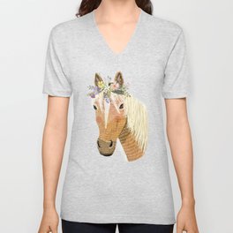 Horse with flower crown V Neck T Shirt