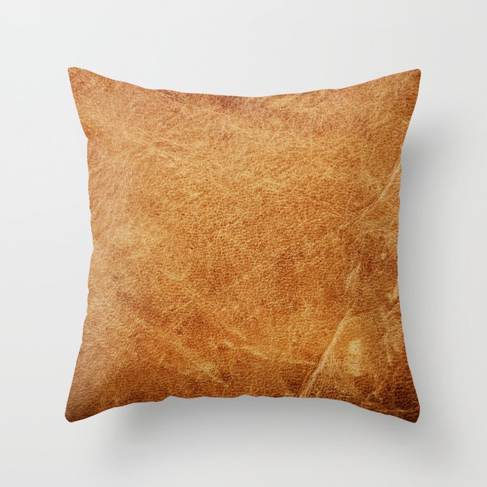 Vintage natural brown leather texture background Throw Pillow