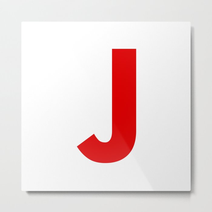 Letter J (Red & White) Metal Print