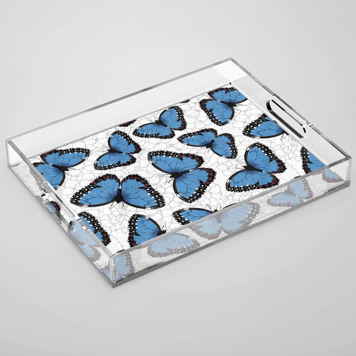 Blue morpho butterflies Acrylic Tray
