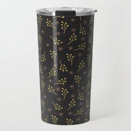 Elegant Gold Black Floral Leaves Collection Travel Mug