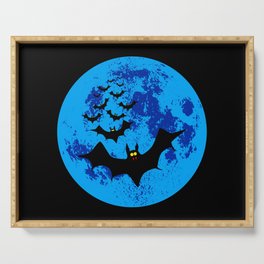 Vampire Bats Against The Blue Moon Serving Tray